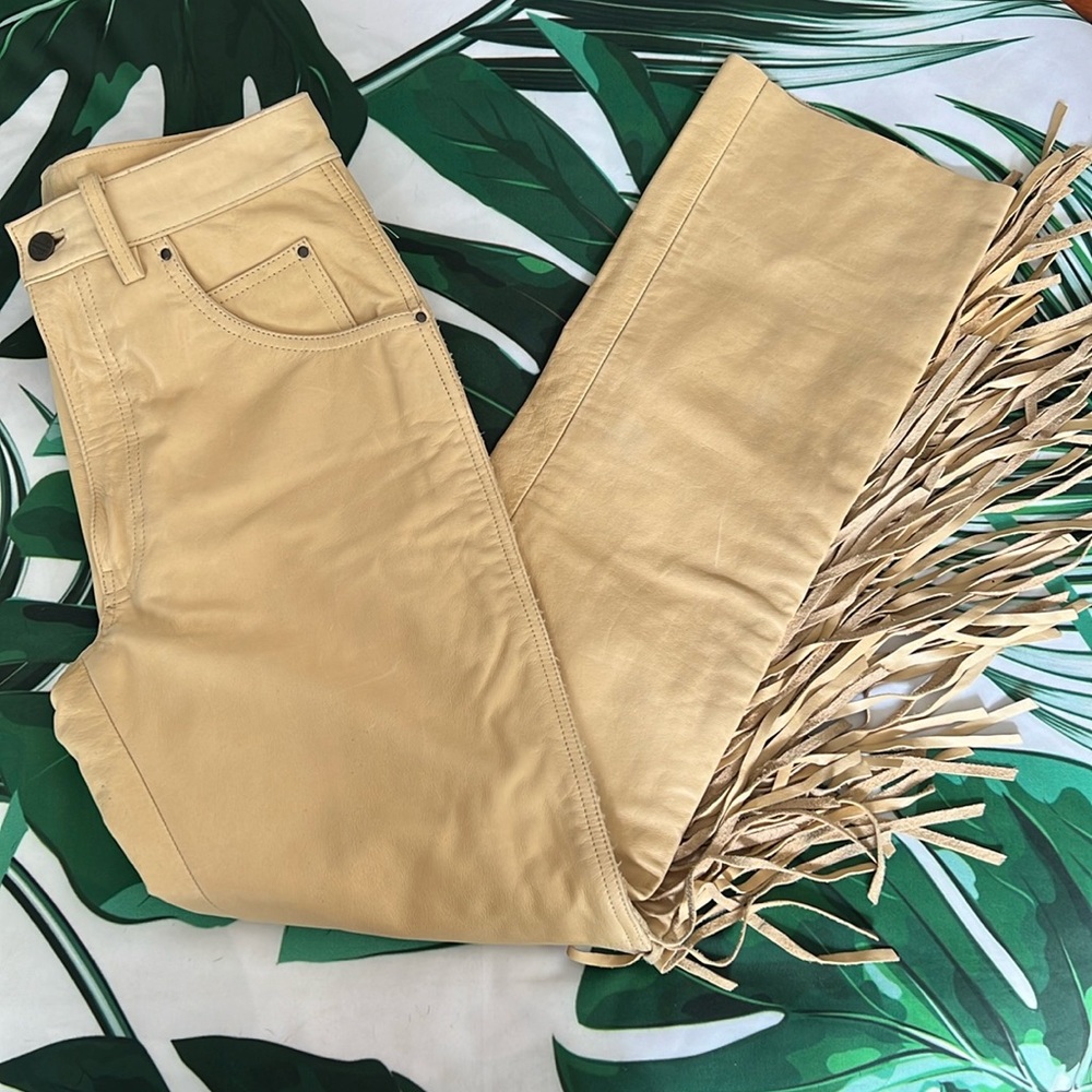 Harley Davidson caramel fringe leather pants